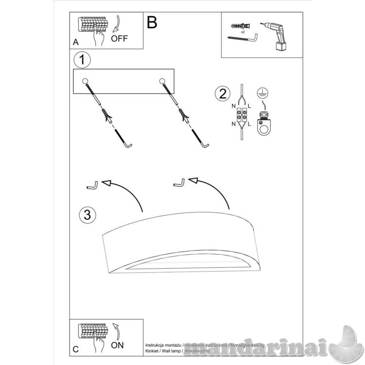 Sieninis šviestuvas atena betonas
