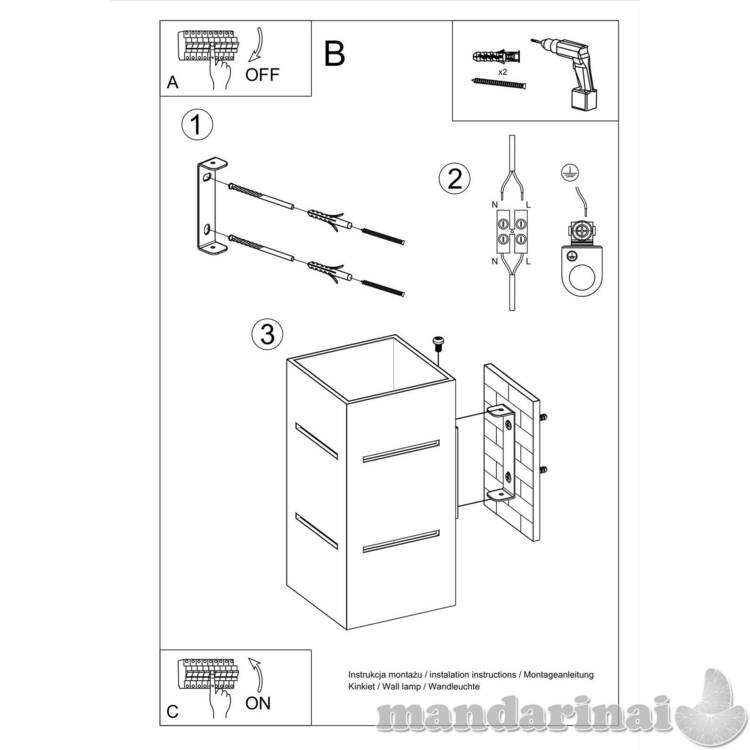 Sieninis šviestuvas bloko juodas