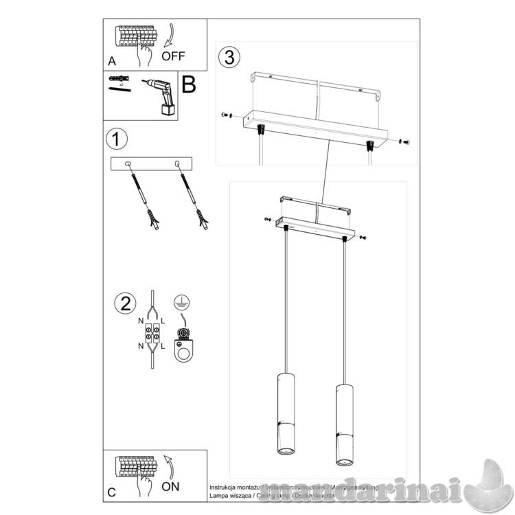 Pakabinama lemputė „Loopez 2 Black“/„Chrome“ 4