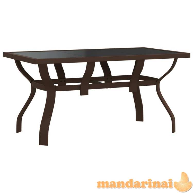 Sodo stalas, rudas ir juodas, 140x70x70cm, plienas ir stiklas