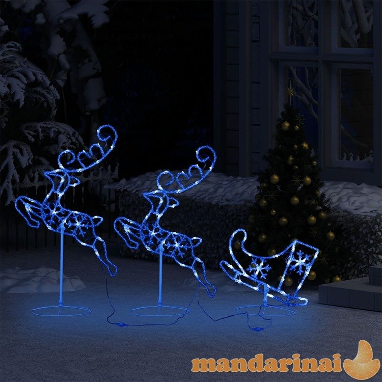 Kalėdinė ekspozicija elniai ir rogės, mėlyna, 260x21x87cm
