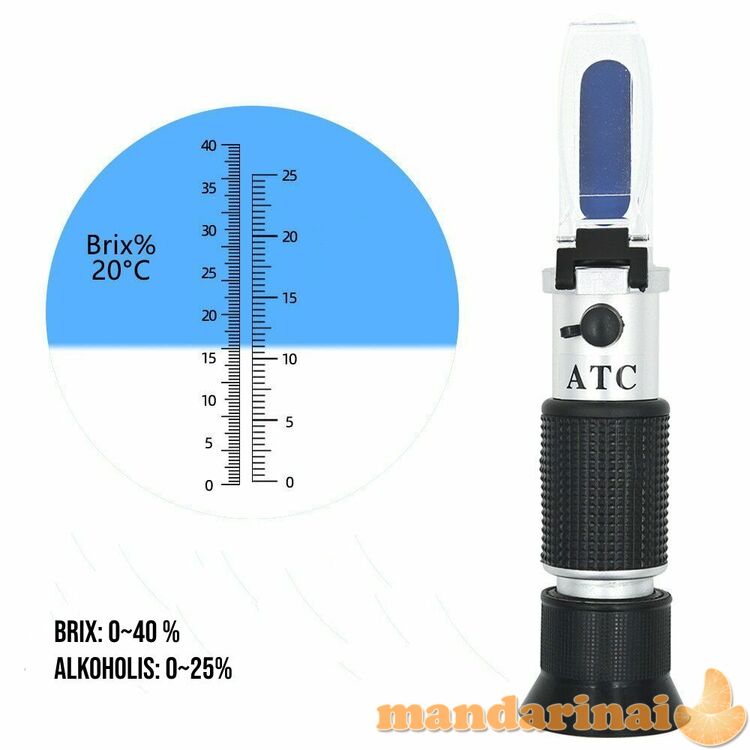 Refraktometras skalė 0-40% BRIX