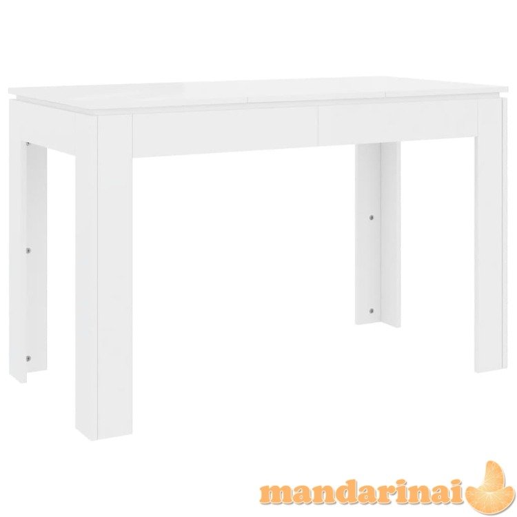 Valgomojo stalas, baltas, 120x60x76cm, mdp, ypač blizgus