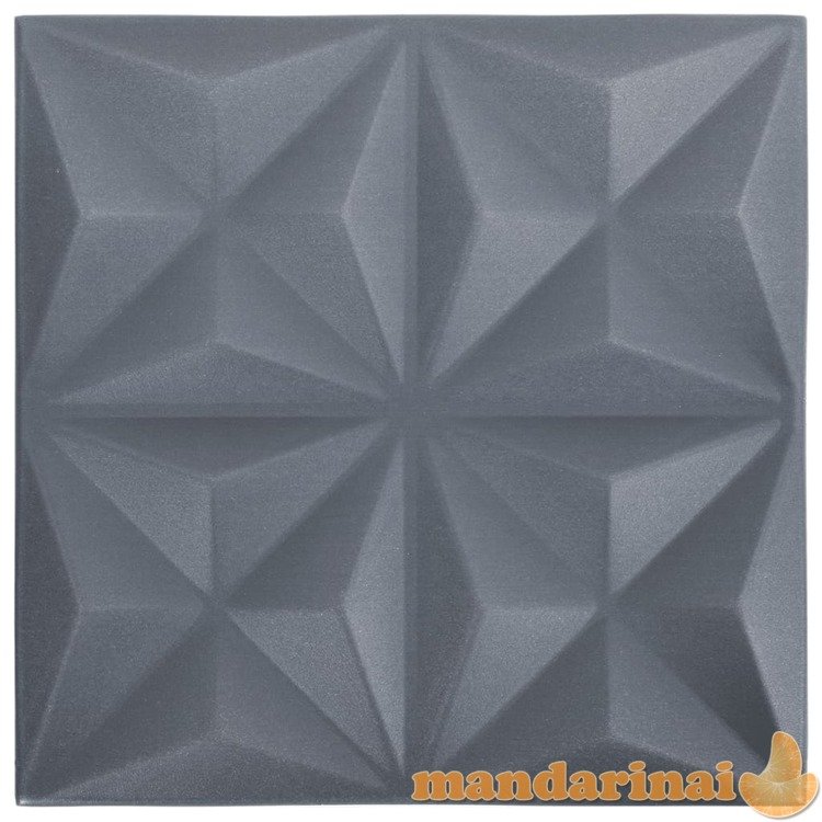 3d sienų plokštės, 48vnt., origami pilkos, 50x50cm, 12m²