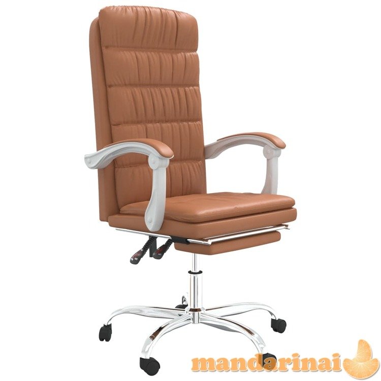 Atlošiama biuro kėdė, rudos spalvos, dirbtinė oda