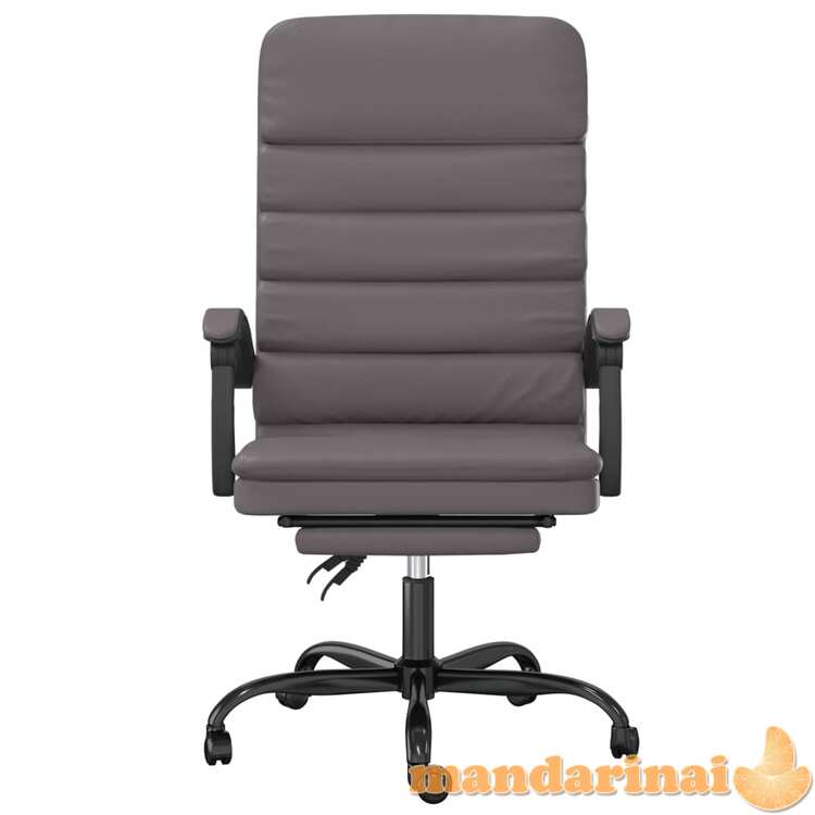 Atlošiama masažinė biuro kėdė, pilkos spalvos, dirbtinė oda