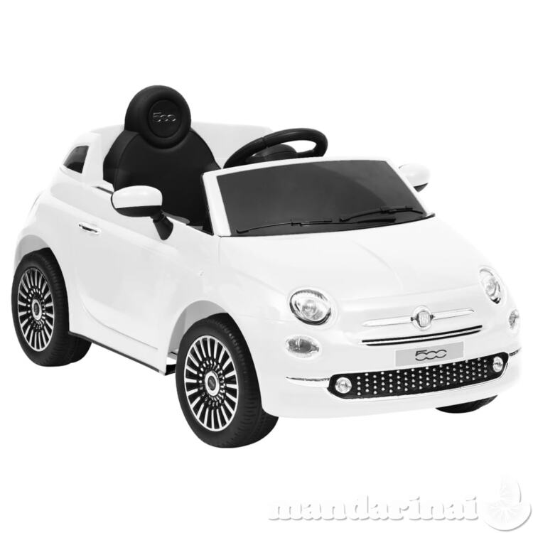 Elektrinis vaikiškas automobilis fiat 500, baltos spalvos