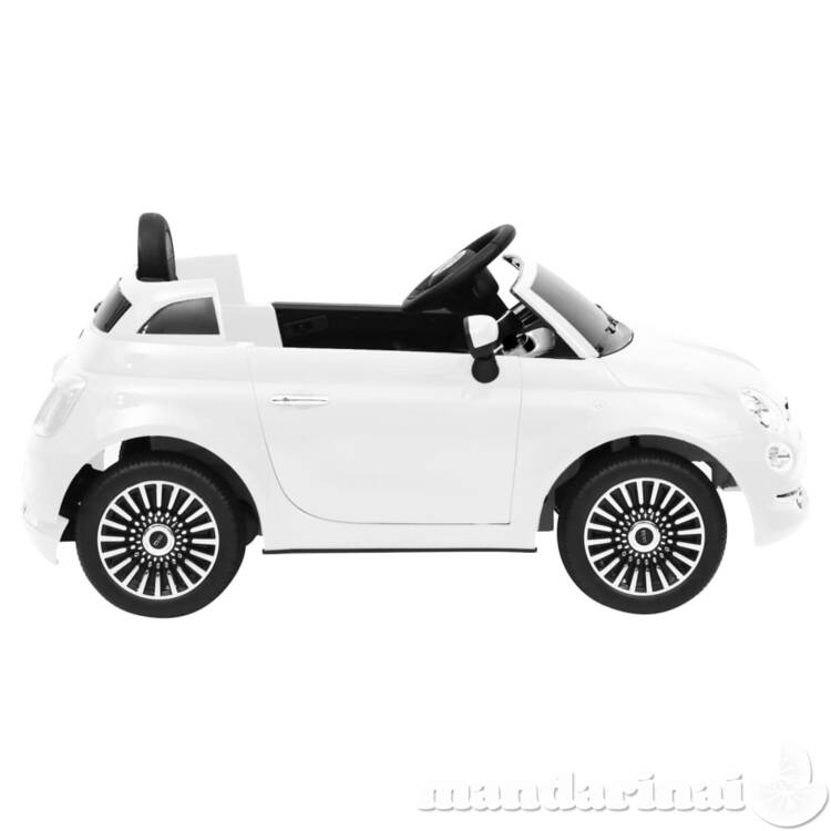 Elektrinis vaikiškas automobilis fiat 500, baltos spalvos