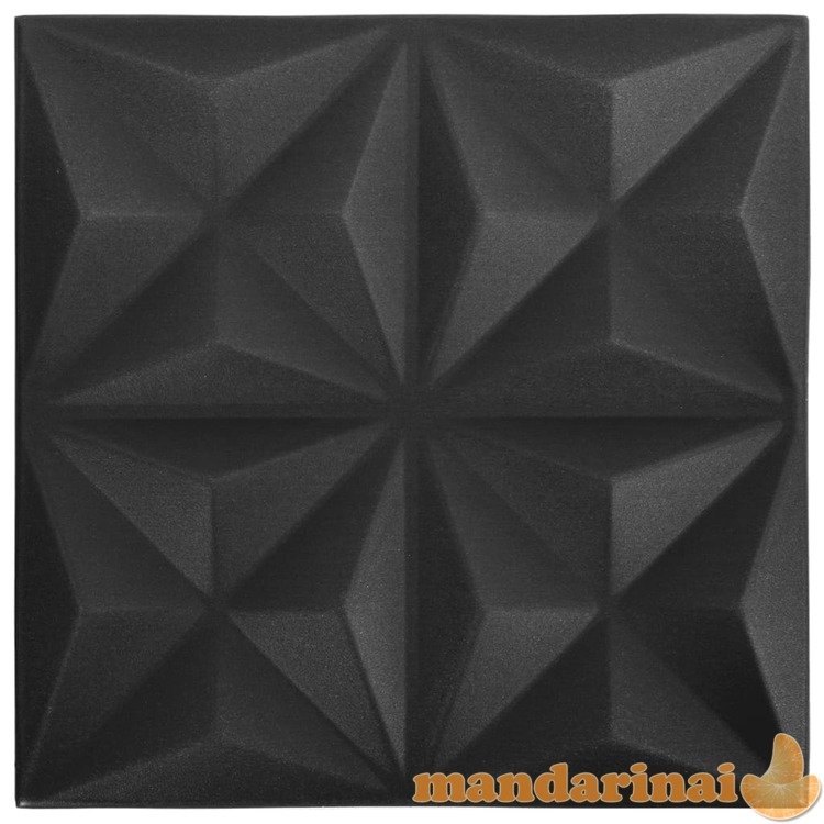 3d sienų plokštės, 48vnt., origami juodos, 50x50cm, 12m²
