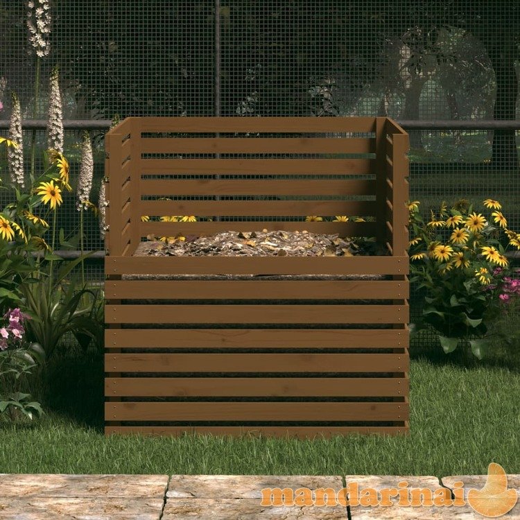 Komposto dėžė, medaus rudas, 100x100x102cm, pušies masyvas