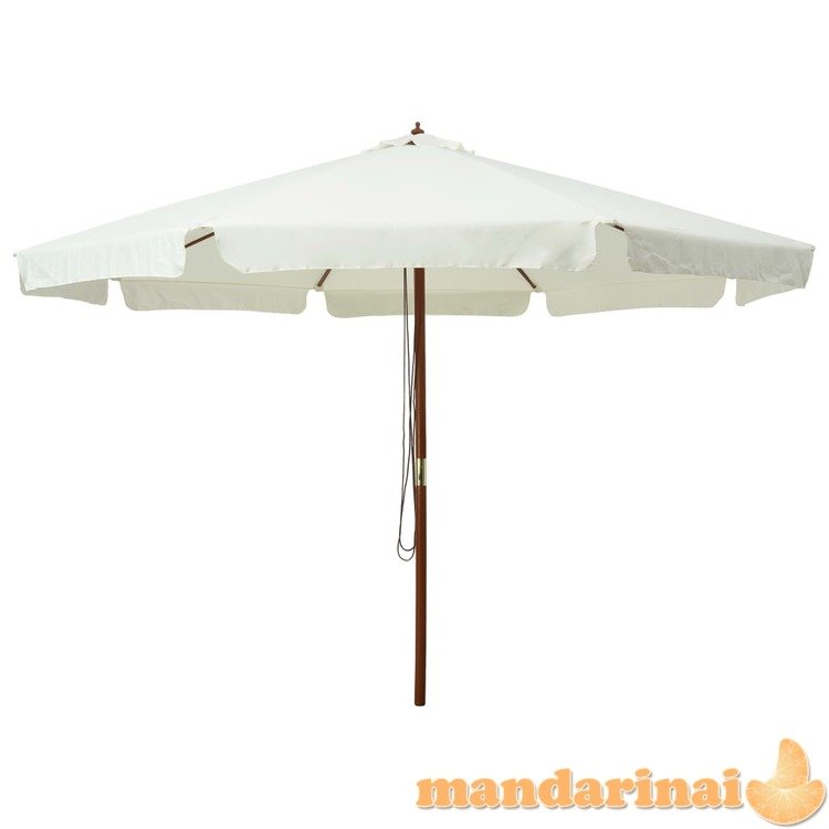 Lauko skėtis su mediniu stulpu, smėlio baltos spalvos, 330cm