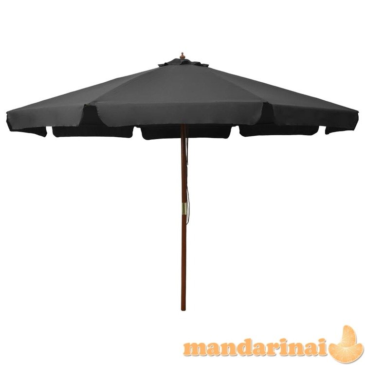 Lauko skėtis su mediniu stulpu, antracito spalvos, 330cm