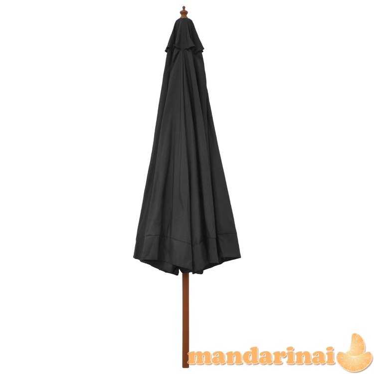 Lauko skėtis su mediniu stulpu, antracito spalvos, 330cm