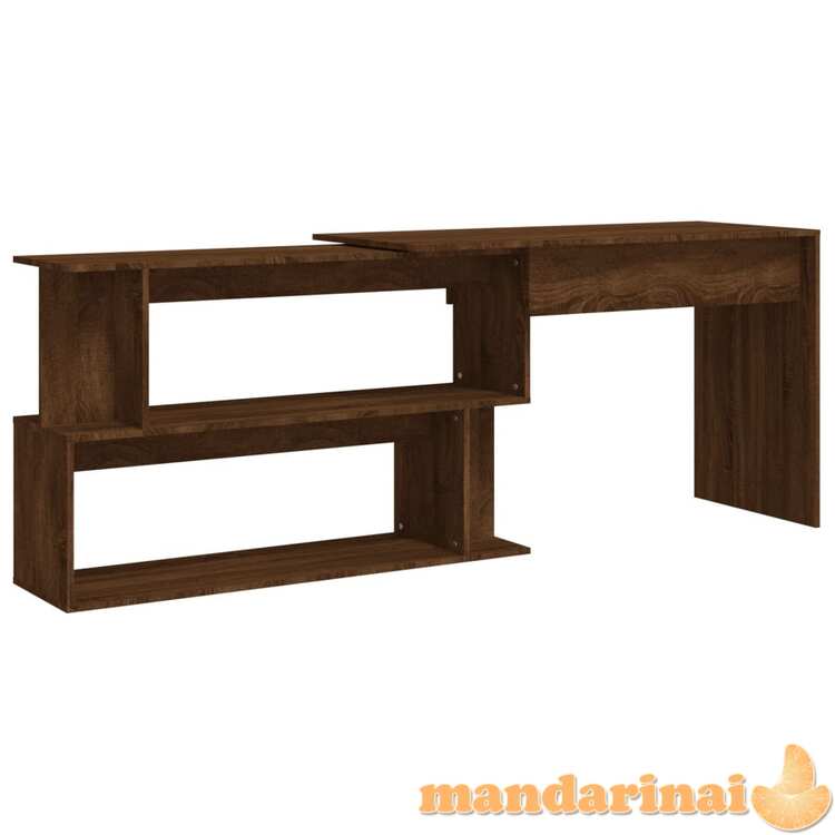 Kampinis rašomasis stalas, rudas ąžuolo, 200x50x76cm, mediena