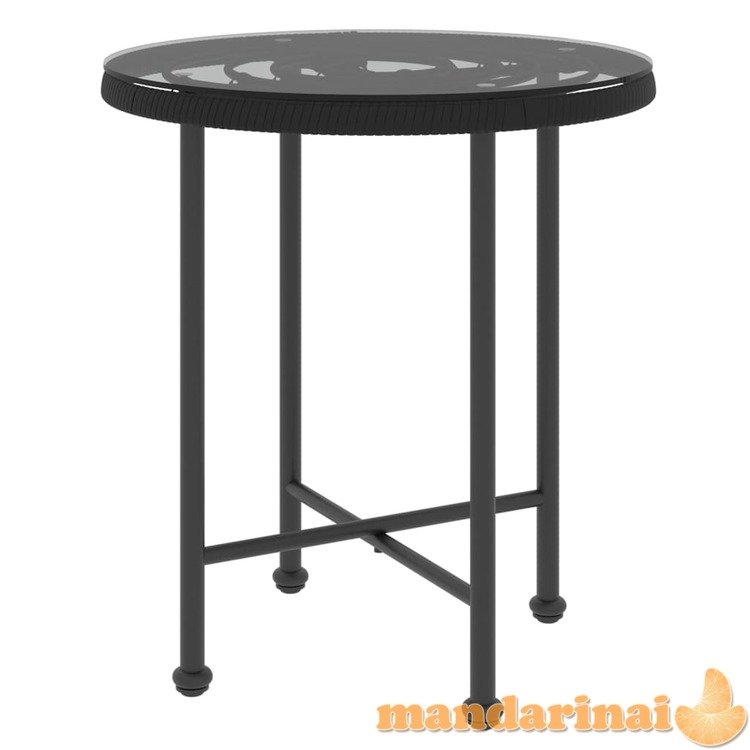 Valgomojo stalas, juodas, 50cm, grūdintas stiklas ir plienas