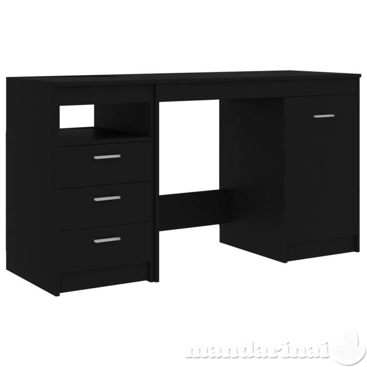 Rašomasis stalas, juodos spalvos, 140x50x76cm, mdp