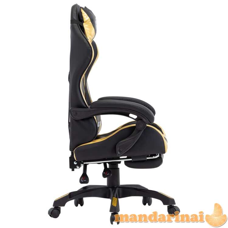 Žaidimų kėdė su pakoja, auksinė ir juoda, dirbtinė oda