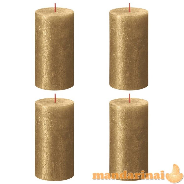 Bolsius Žvakės shimmer, 4vnt., auksinės, 130x68mm, cilindro formos