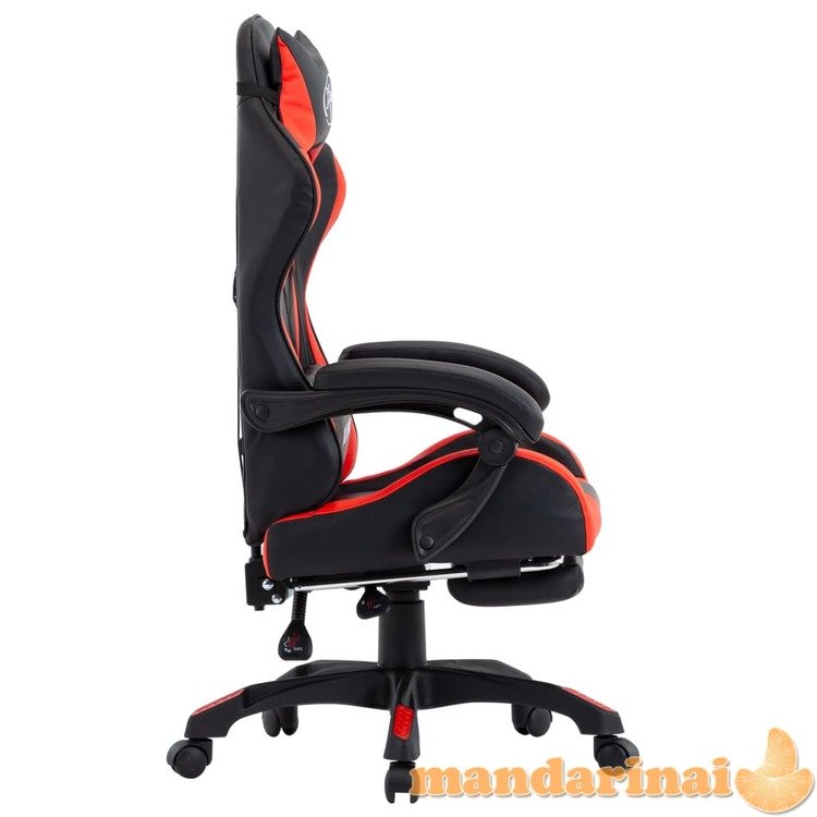 Žaidimų kėdė su pakoja, raudona ir juoda, dirbtinė oda