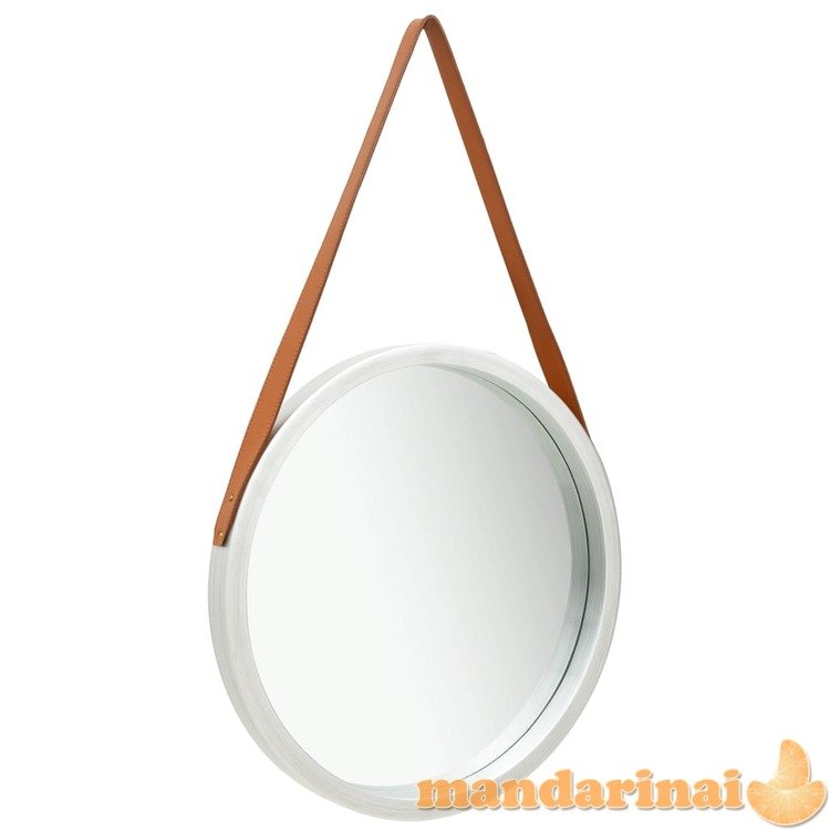 Sieninis veidrodis su dirželiu, sidabrinės spalvos, 50cm