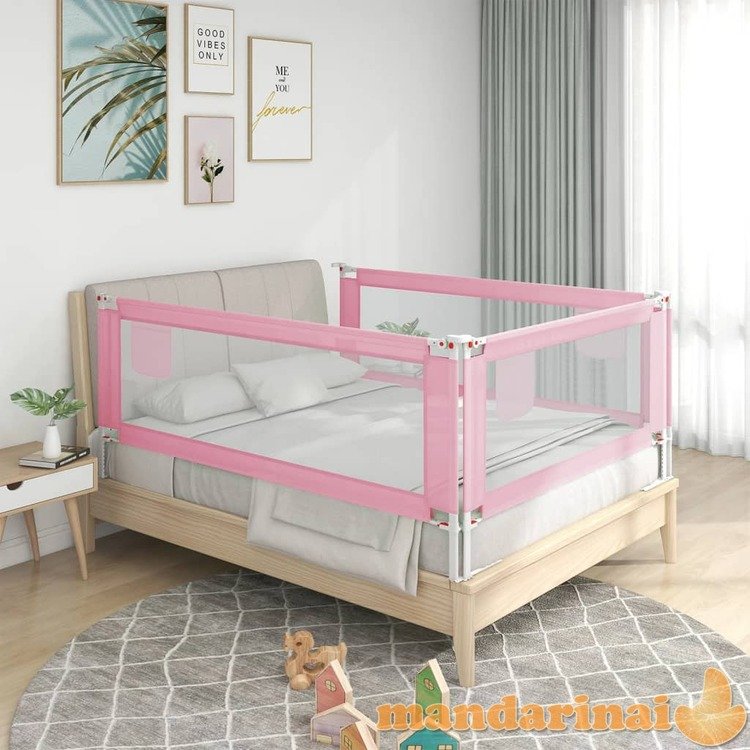 Apsauginis turėklas vaiko lovai, rožinis, 190x25cm, audinys