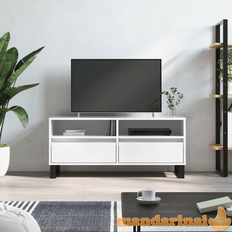 Televizoriaus spintelė, balta, 100x34,5x44,5cm, mediena, blizgi