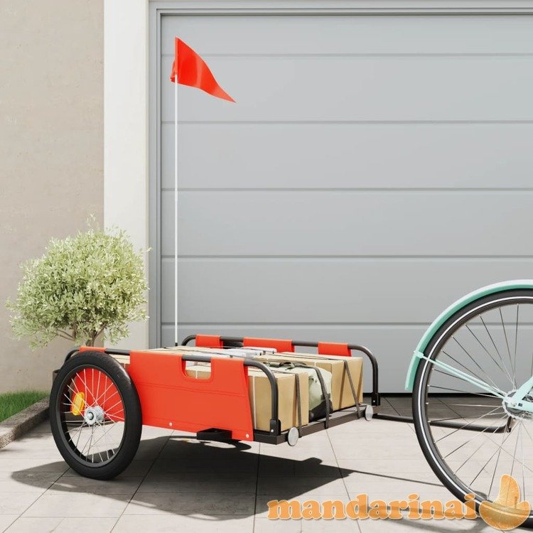 Krovininė dviračio priekaba, oranžinė, oksfordo audinys/geležis
