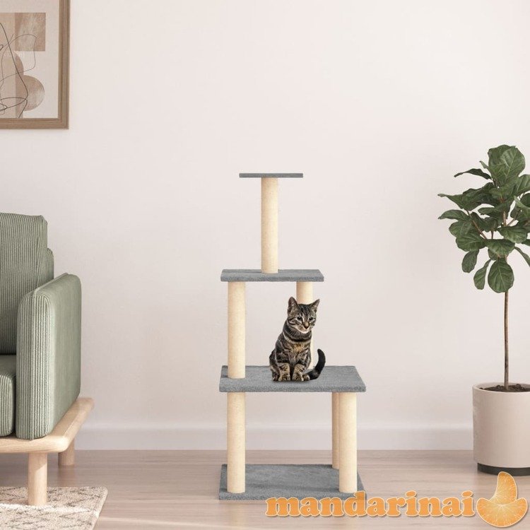 Draskyklė katėms su stovais iš sizalio, šviesiai pilka, 111cm