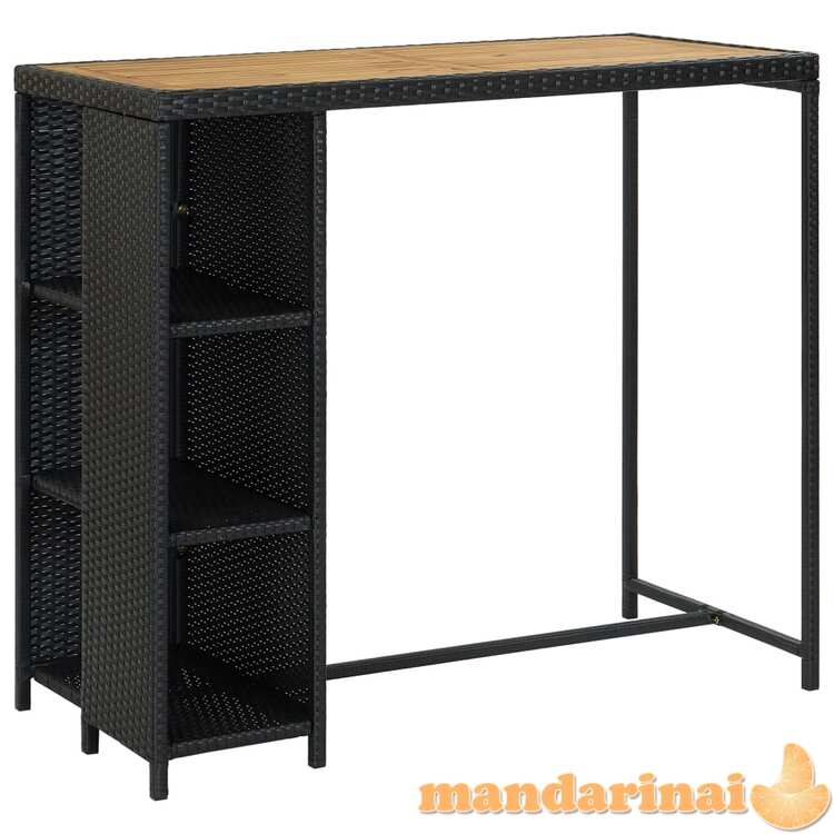 Baro staliukas su lentyna, juodas, 120x60x110cm, poliratanas