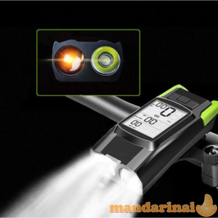 Daugiafunkcinis dviračio kompiuteris su žibintais