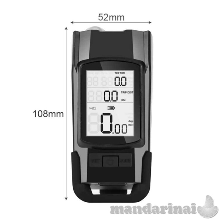 Daugiafunkcinis dviračio kompiuteris su žibintais