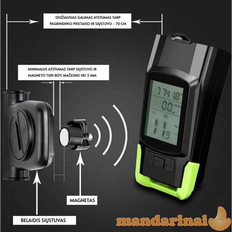 Daugiafunkcinis dviračio kompiuteris su žibintais