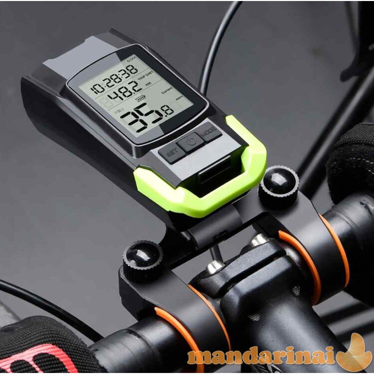 Daugiafunkcinis dviračio kompiuteris su žibintais