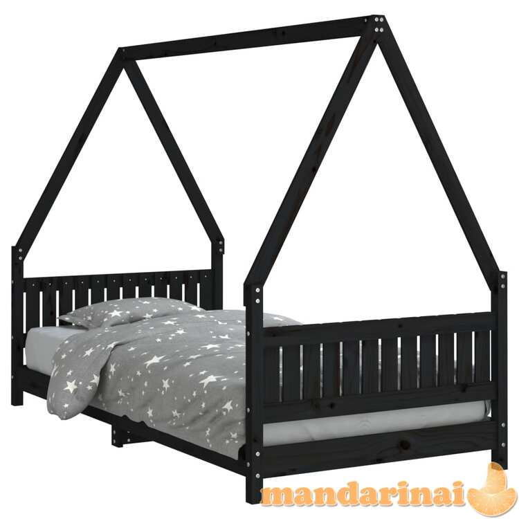 Vaikiškos lovos rėmas, juodas, 90x190cm, pušies masyvas