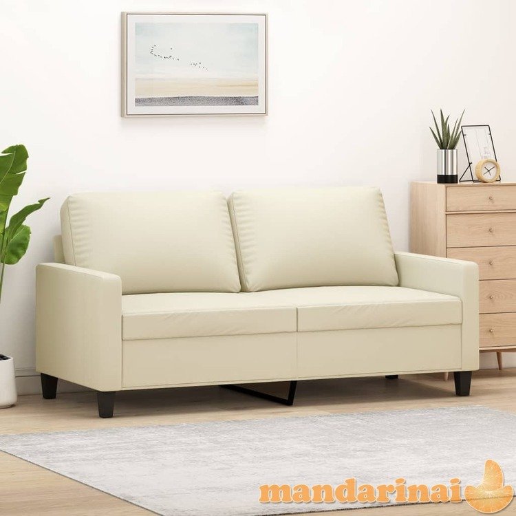 Dvivietė sofa, kreminės spalvos, 140cm, dirbtinė oda