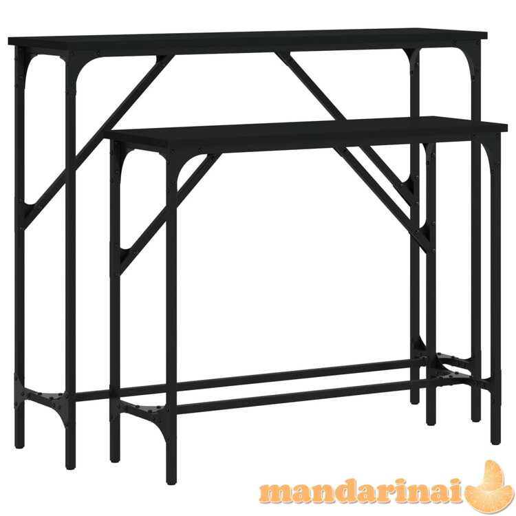 Konsoliniai staliukai, 2vnt., juodos spalvos, apdirbta mediena