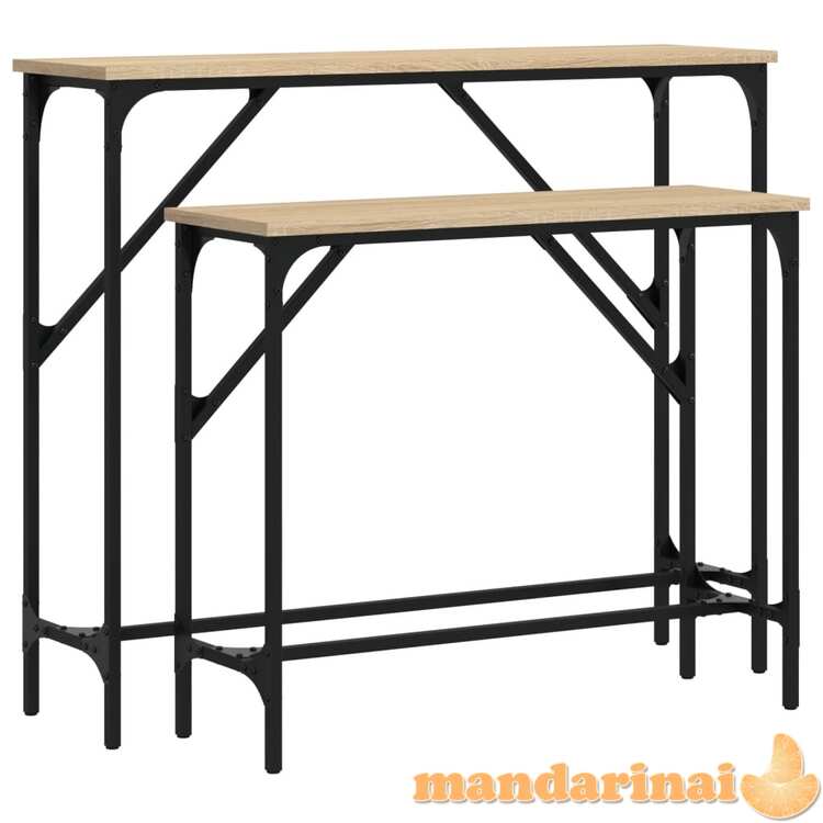 Konsoliniai staliukai, 2vnt., sonoma ąžuolo, apdirbta mediena