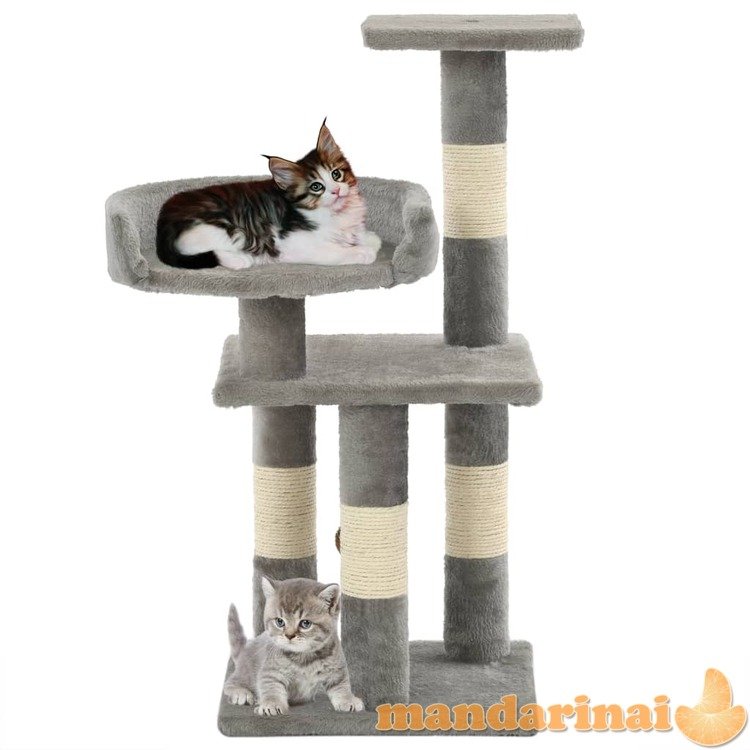 Draskyklė katėms su stovais iš sizalio, 65cm, pilkos spalvos
