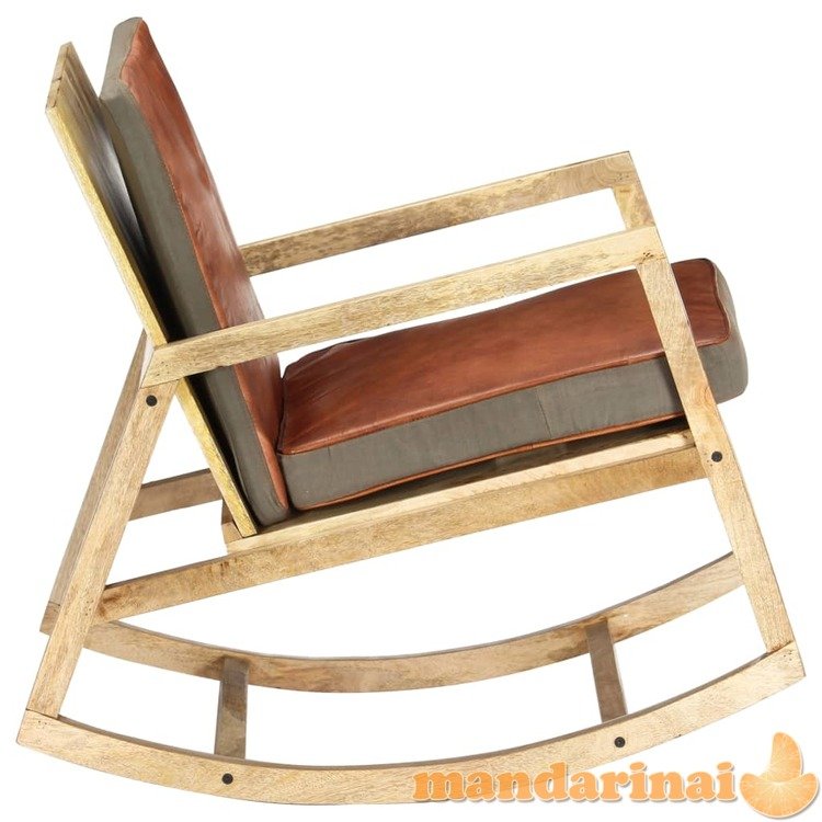 Supama kėdė, ruda, tikra oda ir mango masyvas