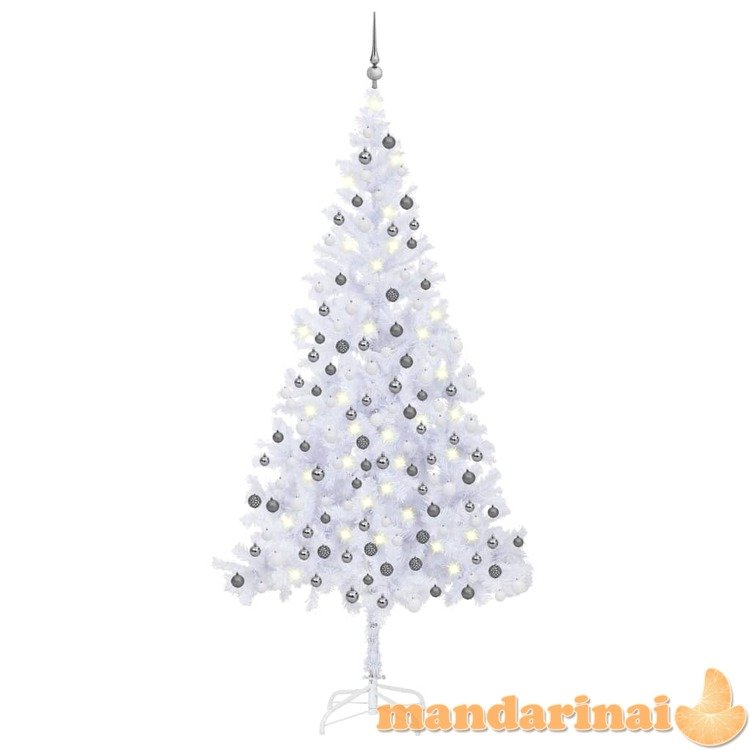 Dirbtinė apšviesta kalėdų eglutė, baltos spalvos, 240cm, l