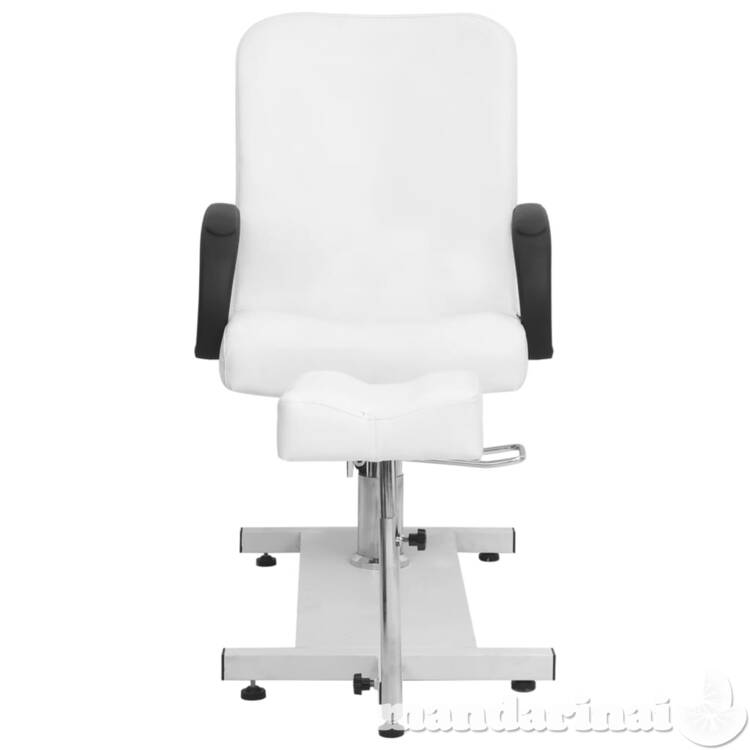 Masažuotojo kėdė su pakoja, baltas, 127x60x98cm, dirbtinė oda