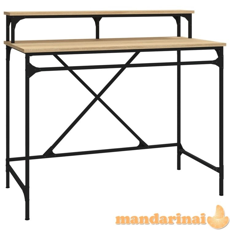 Rašomasis stalas, ąžuolo, 100x50x90cm, apdirbta mediena/geležis