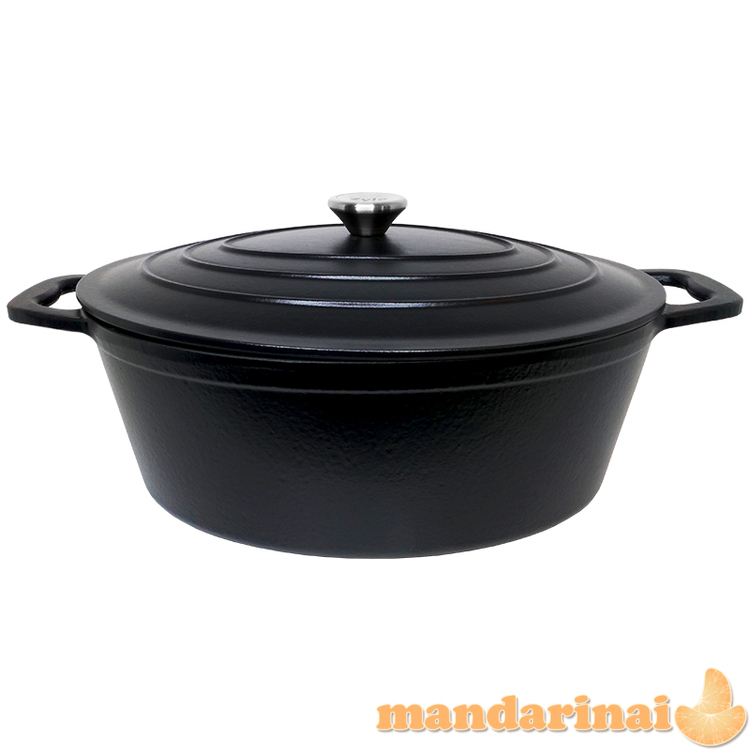 Ovalus emaliuotas ketaus puodas 