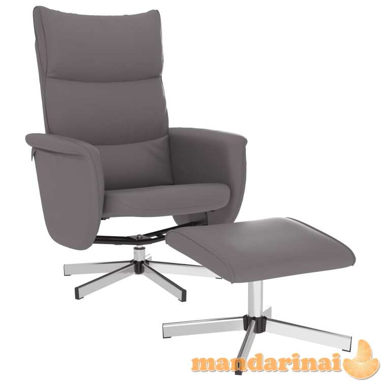 Atlošiama kėdė su pakoja, pilkos spalvos, dirbtinė oda