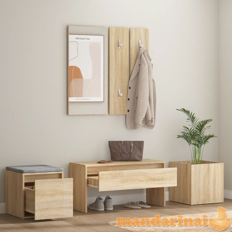 Koridoriaus baldų komplektas, ąžuolo spalvos, apdirbta mediena
