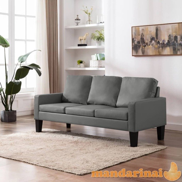 Trivietė sofa, pilkos spalvos, dirbtinė oda