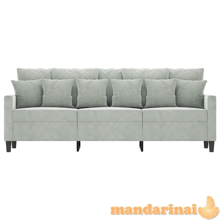 Trivietė sofa, šviesiai pilkos spalvos, 180cm, aksomas