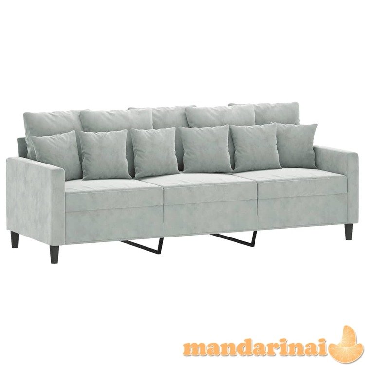Trivietė sofa, šviesiai pilkos spalvos, 180cm, aksomas
