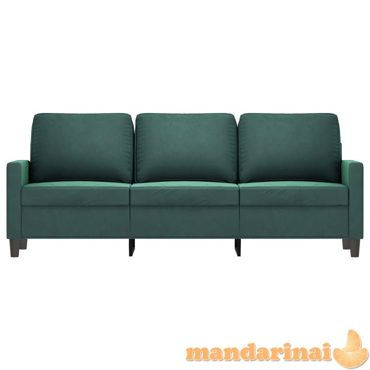 Trivietė sofa, tamsiai žalios spalvos, 180cm, aksomas