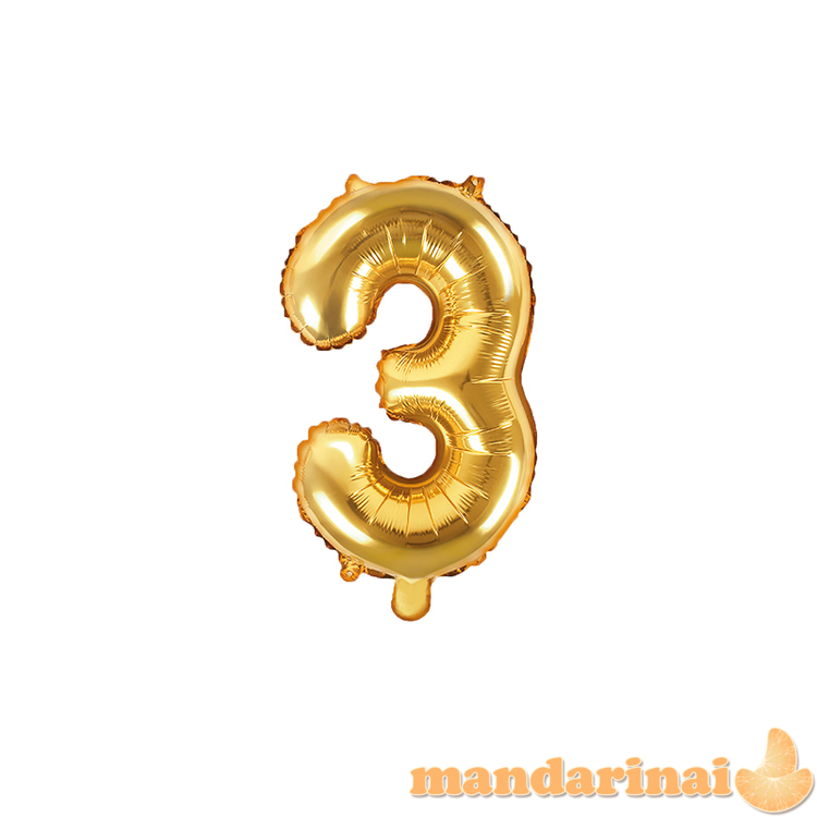 Foil Balloon Number   3  , 35cm, gold